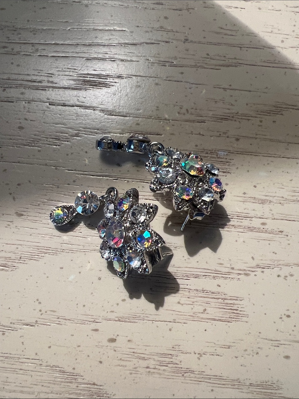 Crystal Aurora Drop Earrings - Silver Tone floral design
